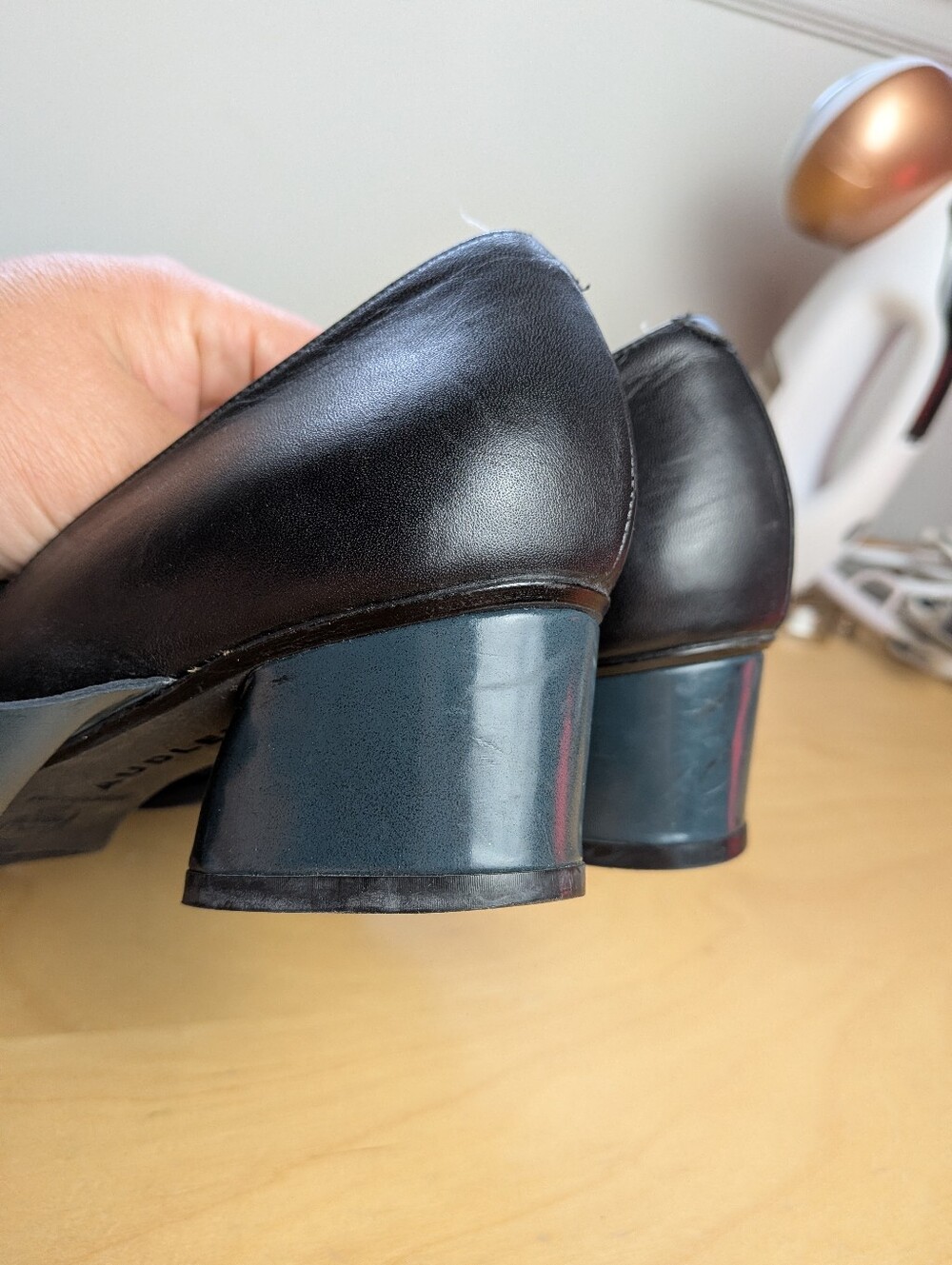 AUDLEY LONDON Heel Women Shoes Black Leather Blue Strap Size 37 = 7 US - Picture 4 of 12